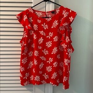 Ann Taylor Red and White Floral Top
